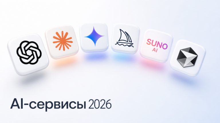 AI-сервисы в России 2026: гайд по ChatGPT, Claude, Gemini, Midjourney, Suno и Cursor